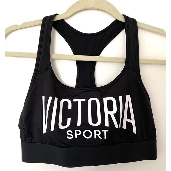 Victoria Sport Victoria Secret Black Sports Bra No Padding Logo - Picture 2 of 7